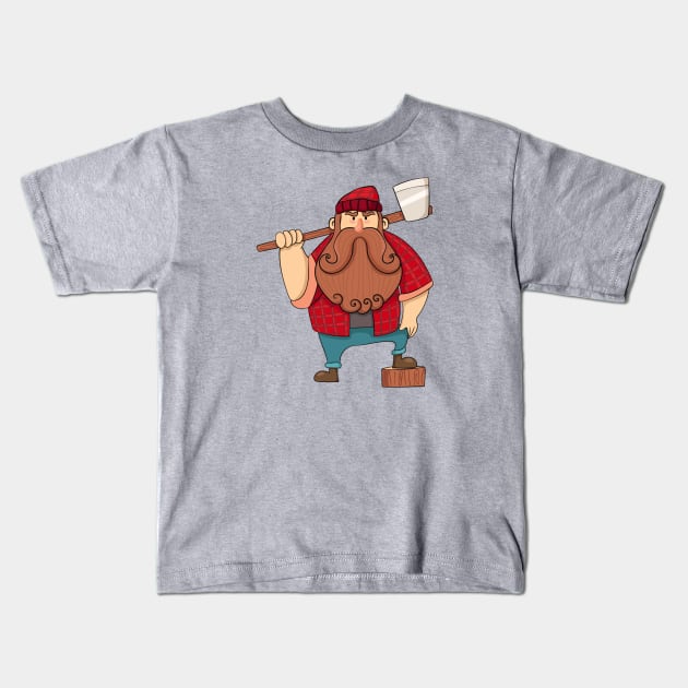 Hipster Lumberjack Sticker Kids T-Shirt by BamBam